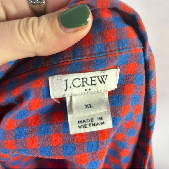 J Crew Red Blue Gingham Button Down Top Size XL - Picture 5 of 5